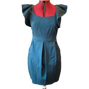 PINK MARTINI - Green dress - flair sleeves - midi lengh - medium